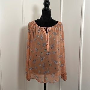 Lumiere sheer floral peasant blouse size L